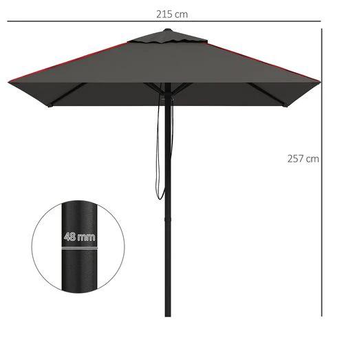 Outsunny Outsunny Sun Parasol with Vent, Table Umbrella for Patio, Garden, Pool, Grey - Parasol