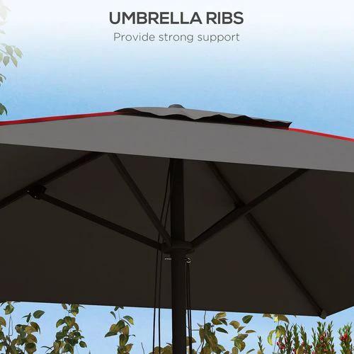 Outsunny Outsunny Sun Parasol with Vent, Table Umbrella for Patio, Garden, Pool, Grey - Parasol