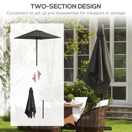 Outsunny Outsunny Sun Parasol with Vent, Table Umbrella for Patio, Garden, Pool, Grey - Parasol
