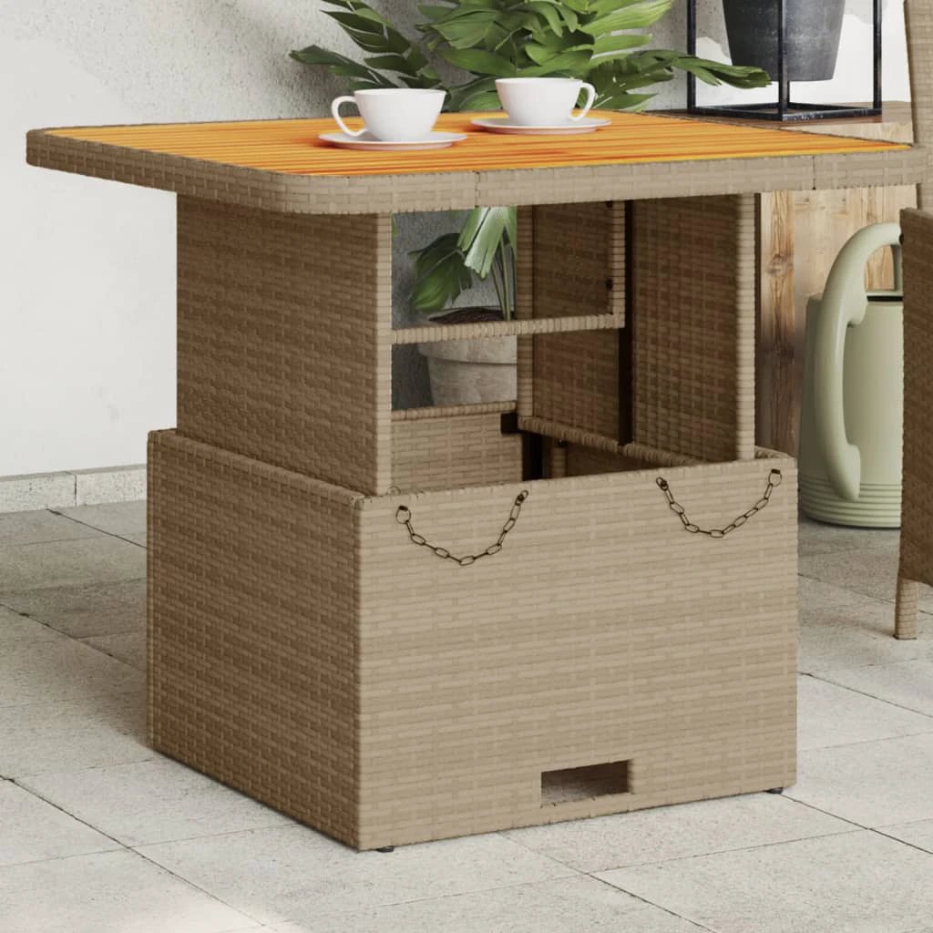 vidaXL Garden Table Black 80x80x71 cm Poly Rattan and Acacia Wood by vidaXL