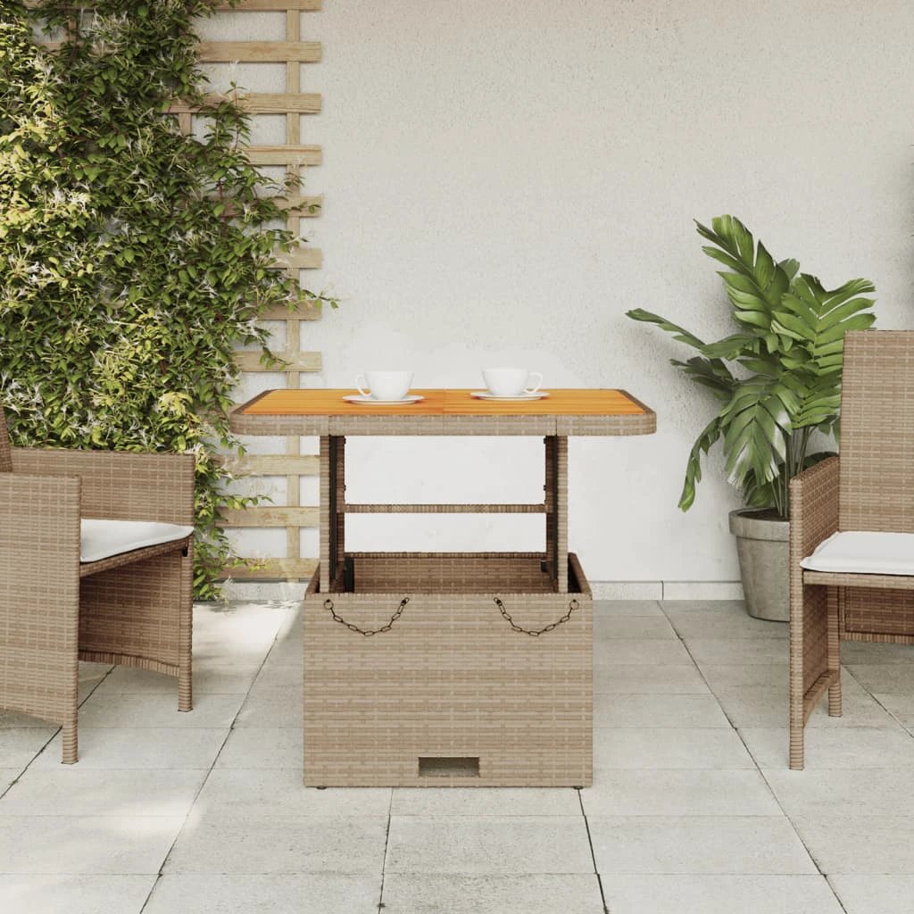 vidaXL Garden Table Black 80x80x71 cm Poly Rattan and Acacia Wood by vidaXL