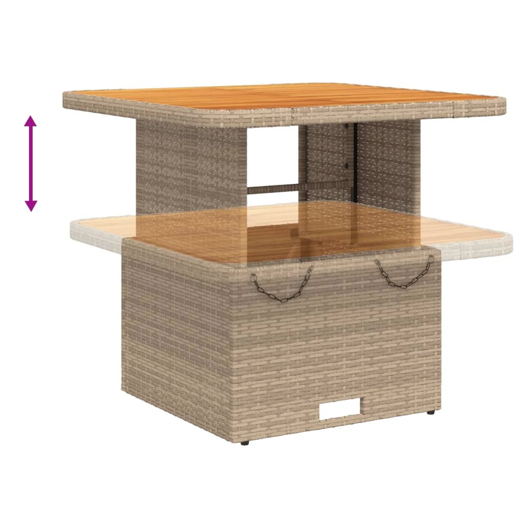 vidaXL Garden Table Black 80x80x71 cm Poly Rattan and Acacia Wood by vidaXL