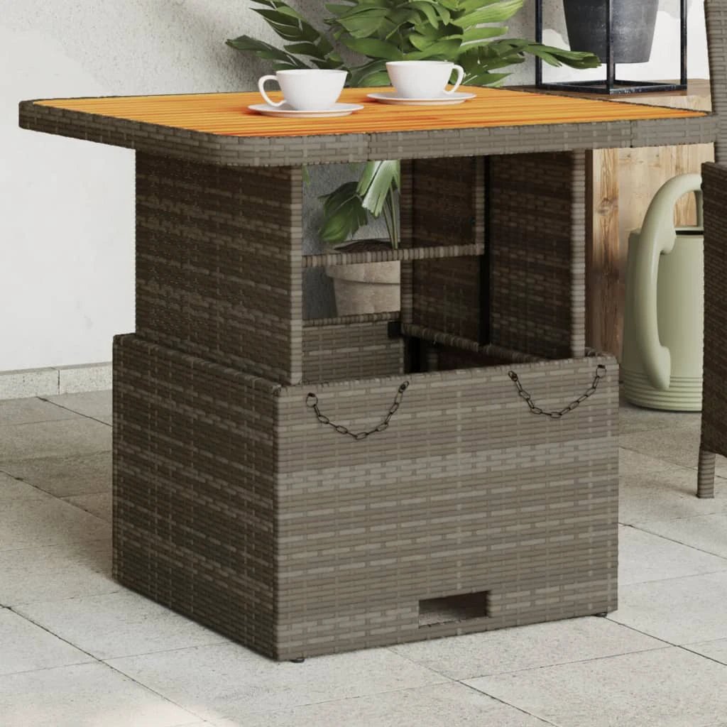 vidaXL vidaXL Garden Table Black 80x80x71 cm Poly Rattan and Acacia Wood - Garden Table