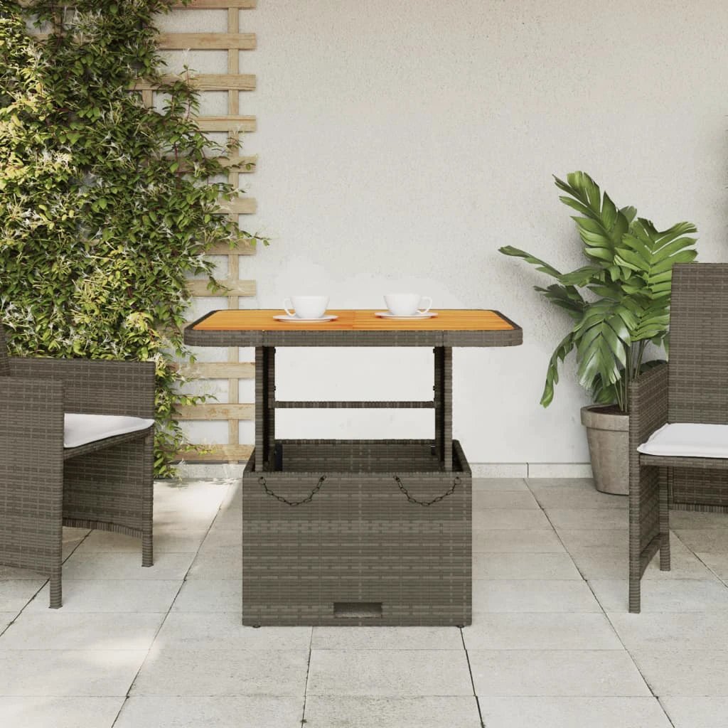 vidaXL vidaXL Garden Table Black 80x80x71 cm Poly Rattan and Acacia Wood - Garden Table