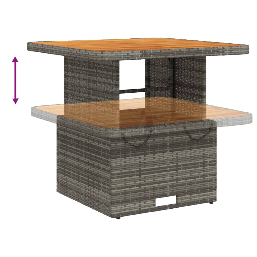vidaXL vidaXL Garden Table Black 80x80x71 cm Poly Rattan and Acacia Wood - Garden Table