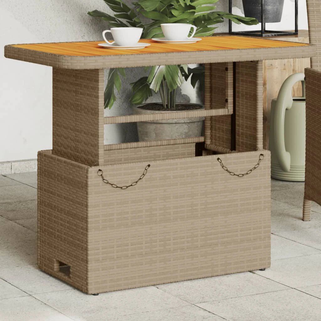 vidaXL vidaXL Garden Table Black 80x80x71 cm Poly Rattan and Acacia Wood - Garden Table