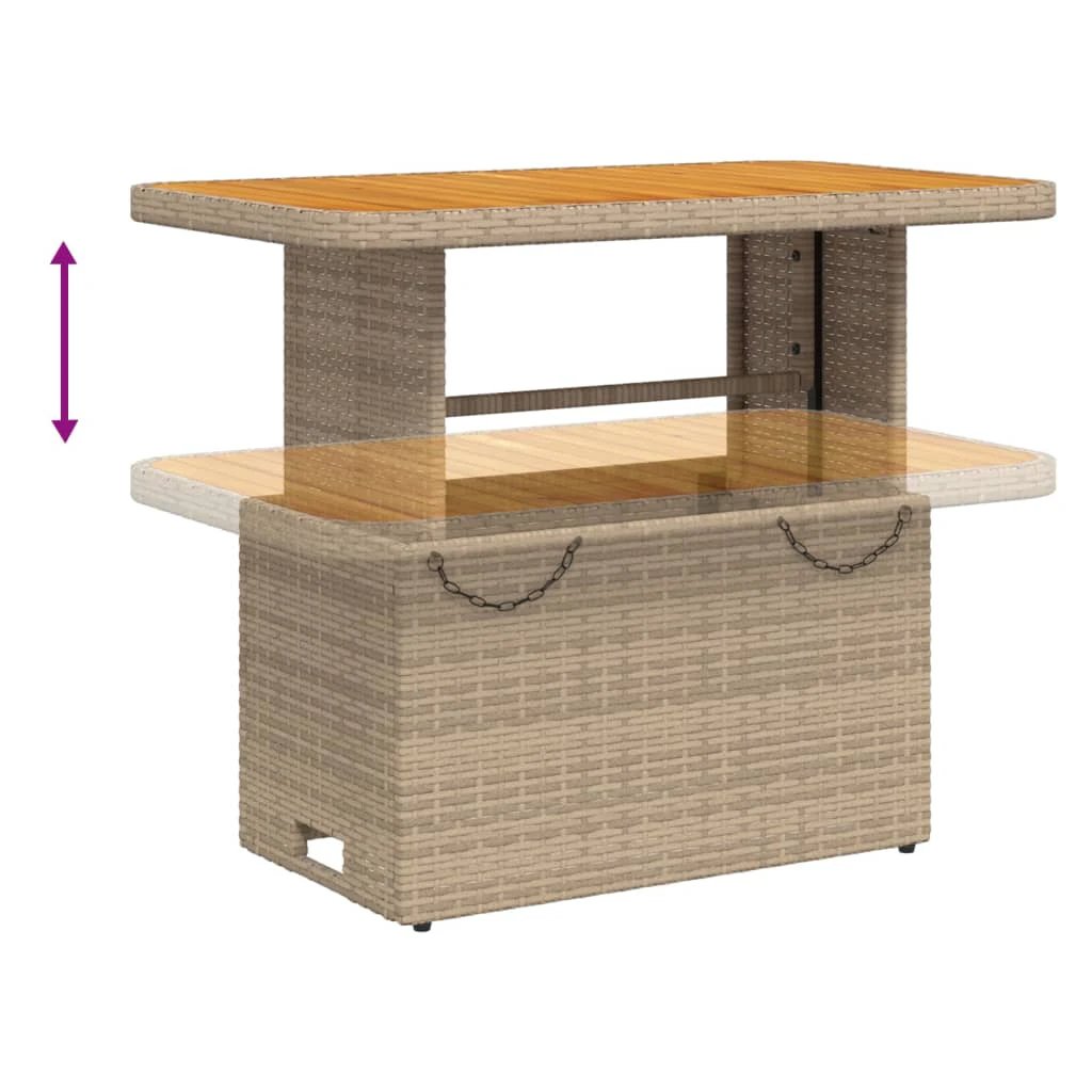 vidaXL vidaXL Garden Table Black 80x80x71 cm Poly Rattan and Acacia Wood - Garden Table