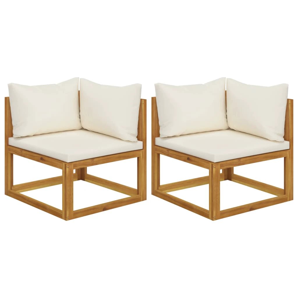 vidaXL VidaXL Sectional Corner Sofa Set TwoPiece Outdoor Cushioned Acacia Wood For Patio - Sofa