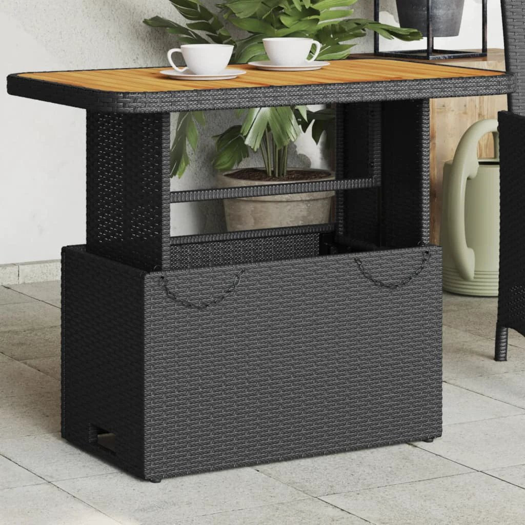 vidaXL Garden Table Black 80x80x71 cm Poly Rattan and Acacia Wood by vidaXL