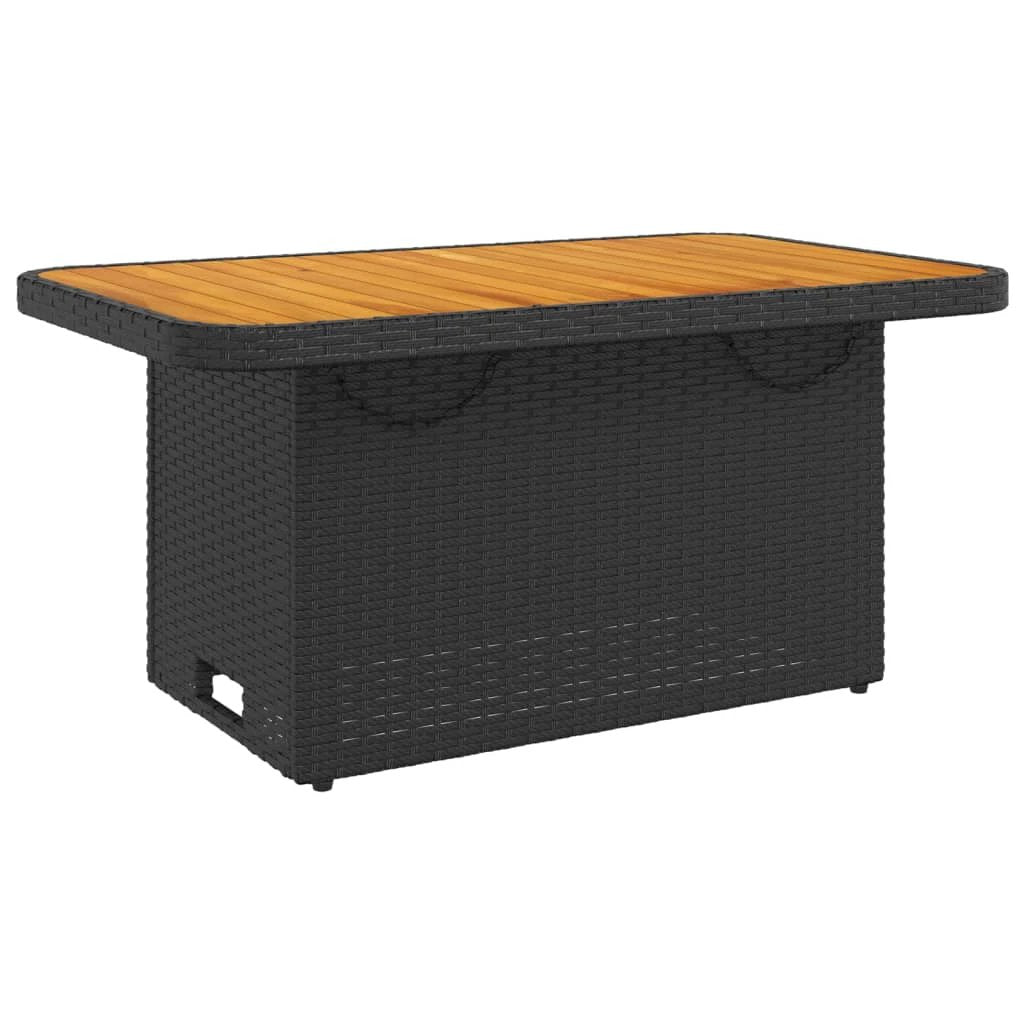 vidaXL Garden Table Black 80x80x71 cm Poly Rattan and Acacia Wood by vidaXL