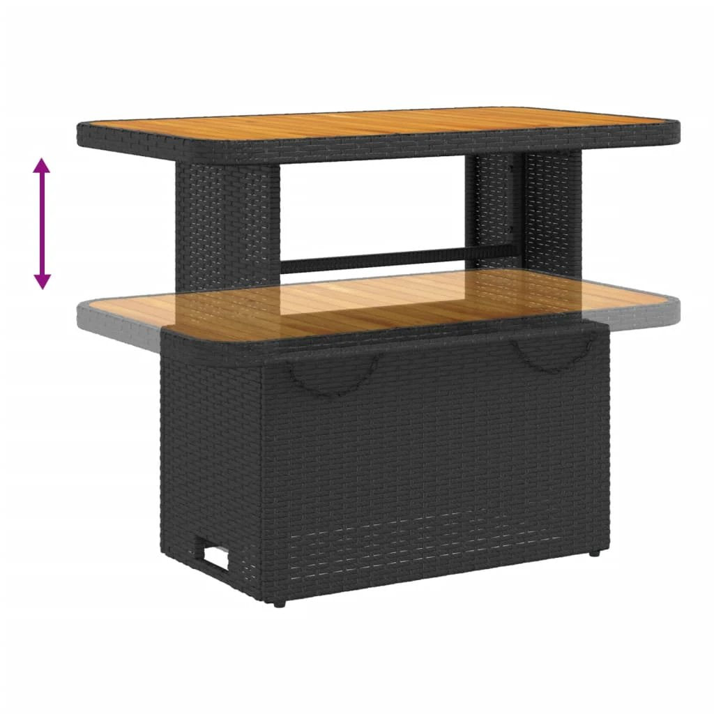 vidaXL vidaXL Garden Table Black 80x80x71 cm Poly Rattan and Acacia Wood - Garden Table