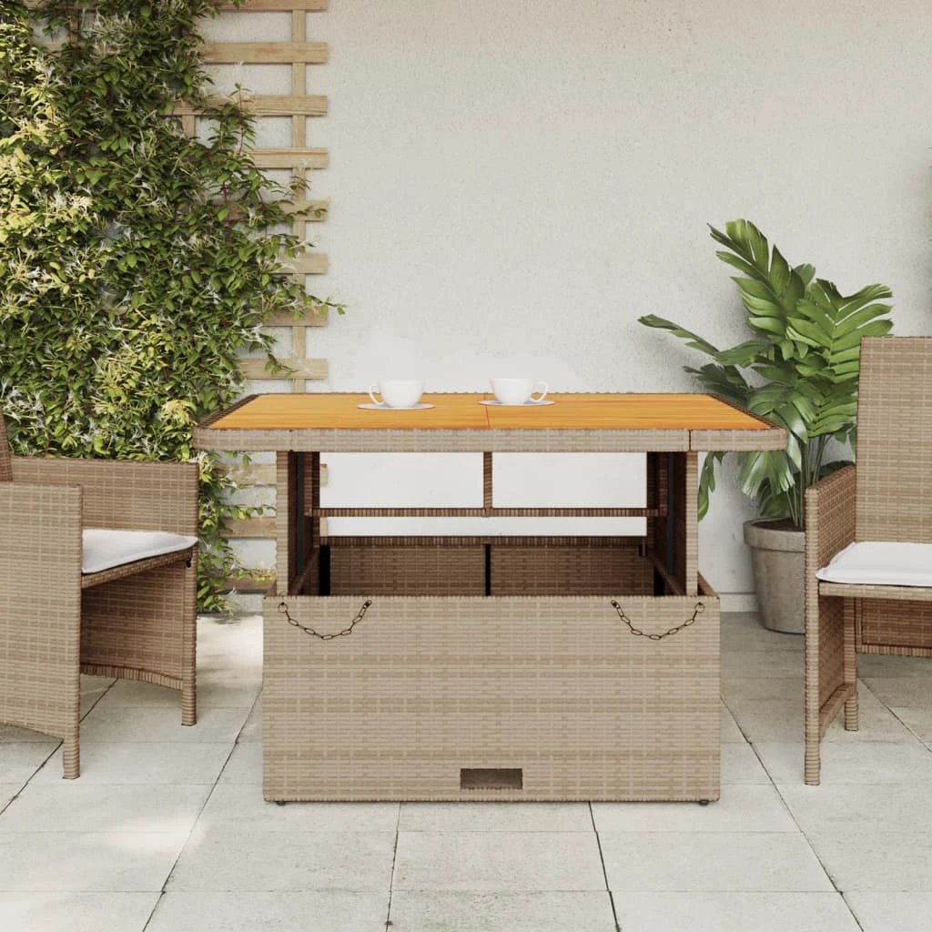 vidaXL vidaXL Garden Table Black 80x80x71 cm Poly Rattan and Acacia Wood - Garden Table
