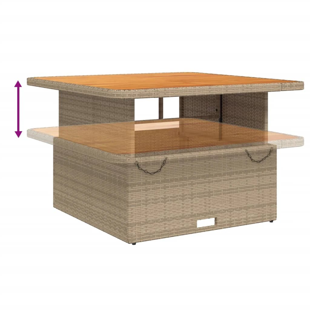 vidaXL vidaXL Garden Table Black 80x80x71 cm Poly Rattan and Acacia Wood - Garden Table