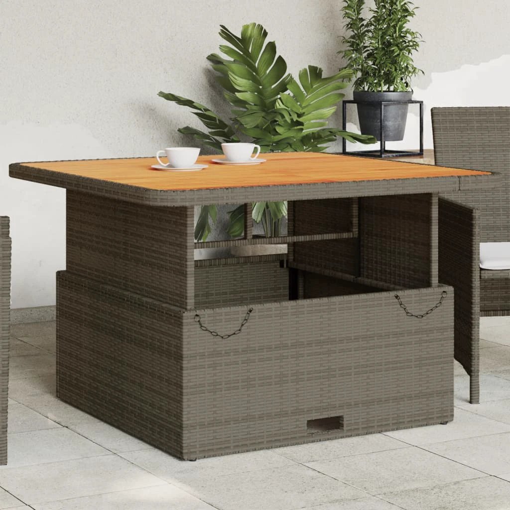 vidaXL vidaXL Garden Table Black 80x80x71 cm Poly Rattan and Acacia Wood - Garden Table