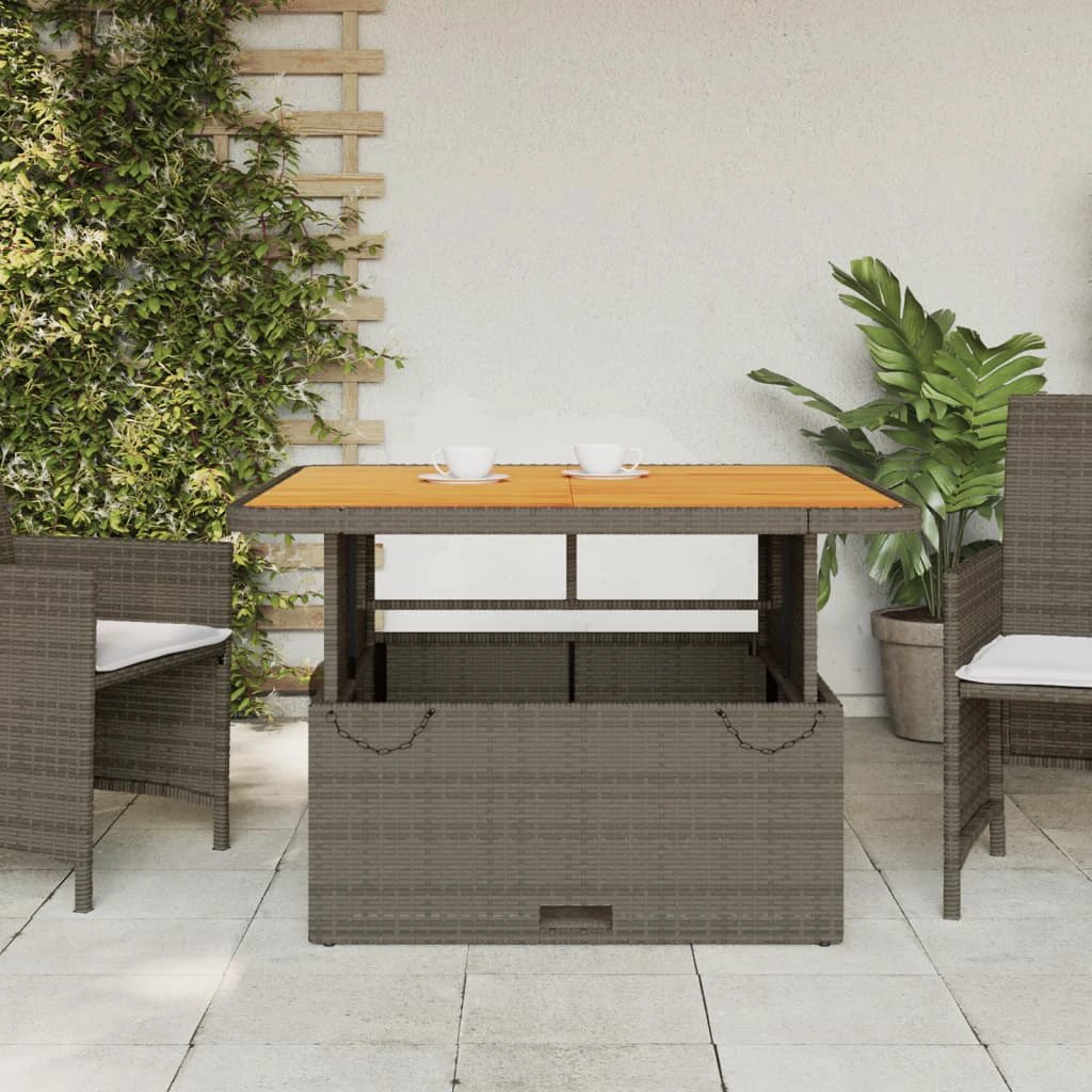 vidaXL vidaXL Garden Table Black 80x80x71 cm Poly Rattan and Acacia Wood - Garden Table