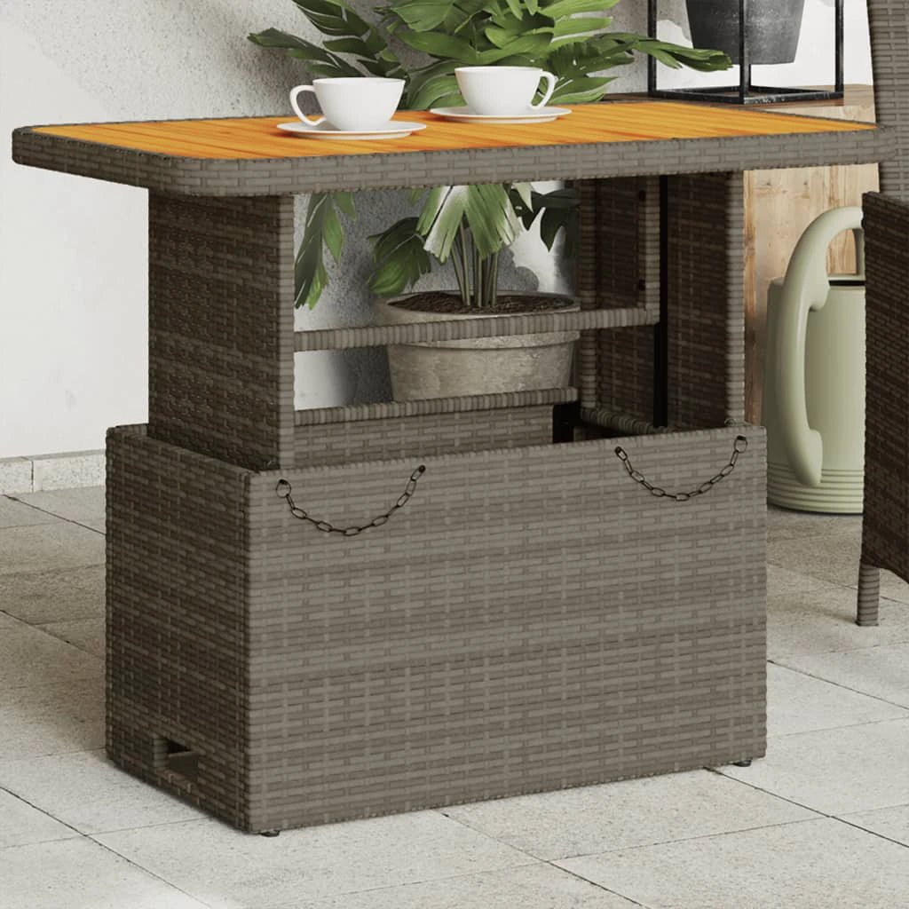 vidaXL vidaXL Garden Table Black 80x80x71 cm Poly Rattan and Acacia Wood - Garden Table