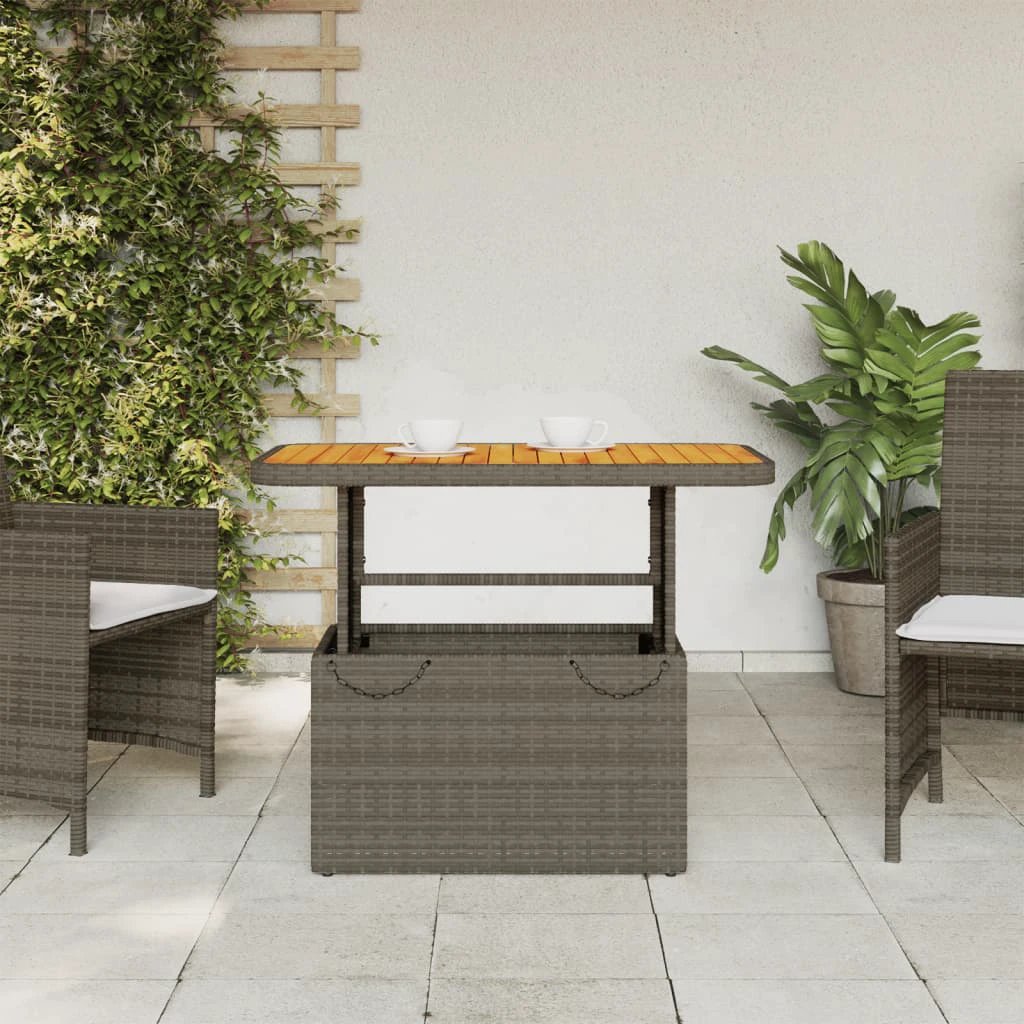 vidaXL Garden Table Black 80x80x71 cm Poly Rattan and Acacia Wood by vidaXL