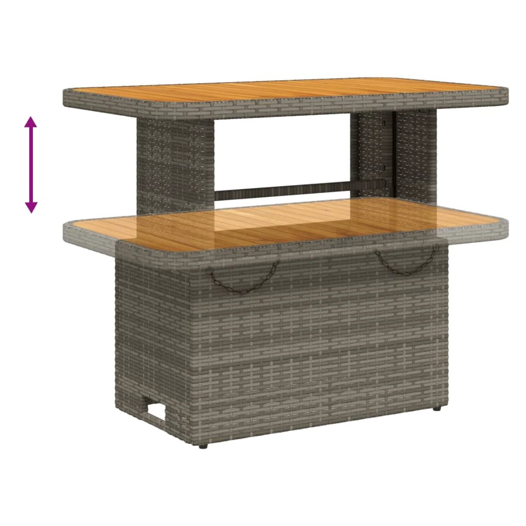vidaXL Garden Table Black 80x80x71 cm Poly Rattan and Acacia Wood by vidaXL