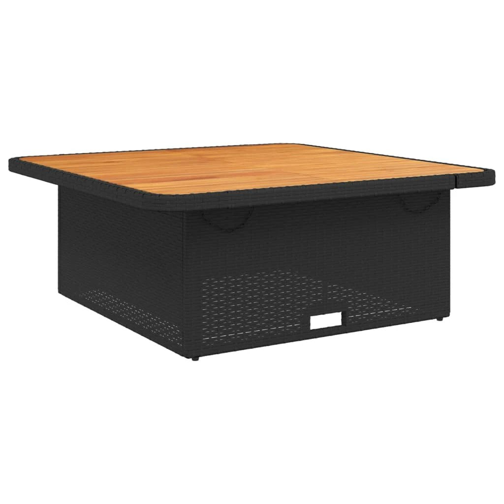 vidaXL Garden Table Black 80x80x71 cm Poly Rattan and Acacia Wood by vidaXL