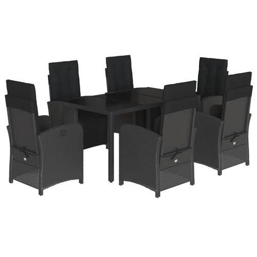 vidaXL vidaXL 5 Piece Garden Dining Set 150x90x75 cm Black Poly Rattan Adjustable Reclining Chairs with Cushions for Outdoor Use - Garden Set