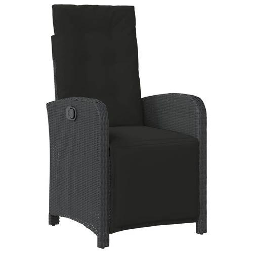 vidaXL 5 Piece Garden Dining Set 150x90x75 cm Black Poly Rattan Adjustable Reclining Chairs with Cushions for Outdoor Use by vidaXL