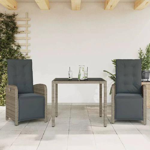 vidaXL vidaXL 5 Piece Garden Dining Set 150x90x75 cm Black Poly Rattan Adjustable Reclining Chairs with Cushions for Outdoor Use - Garden Set