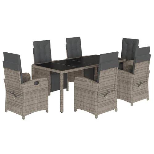 vidaXL vidaXL 5 Piece Garden Dining Set 150x90x75 cm Black Poly Rattan Adjustable Reclining Chairs with Cushions for Outdoor Use - Garden Set