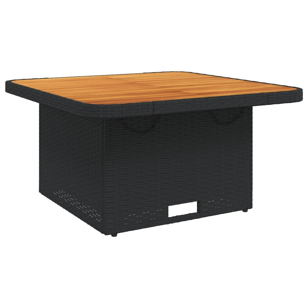 vidaXL Garden Table Black 80x80x71 cm Poly Rattan and Acacia Wood by vidaXL
