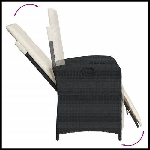 vidaXL vidaXL 5 Piece Garden Dining Set 150x90x75 cm Black Poly Rattan Adjustable Reclining Chairs with Cushions for Outdoor Use - Garden Set