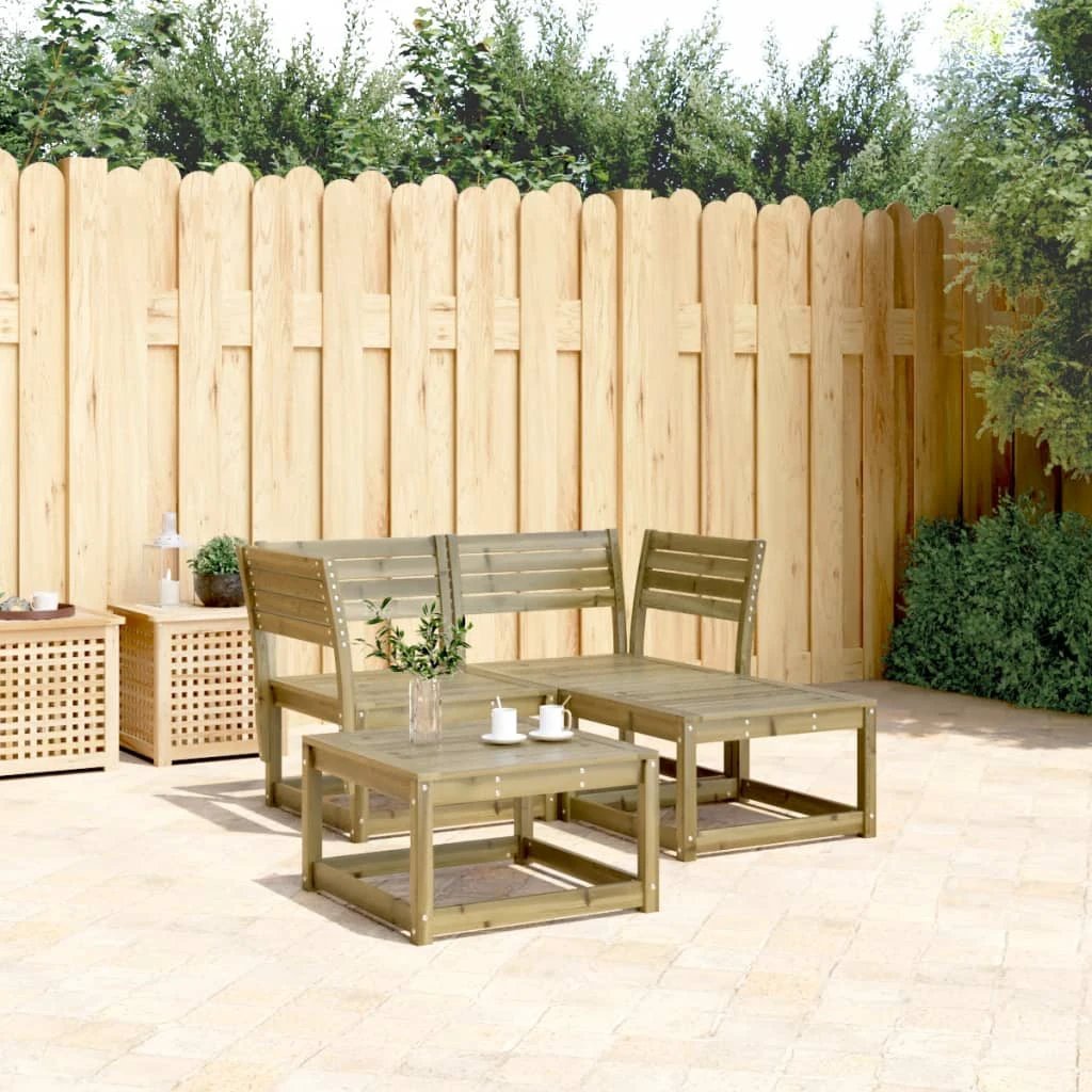 vidaXL vidaXL 3 Piece Garden Sofa Set Solid Wood Pine - Garden Sofa Sets