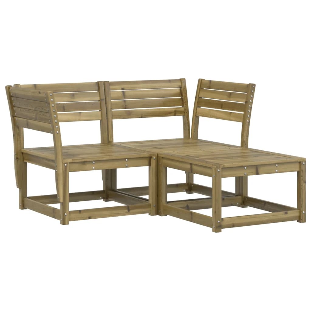 vidaXL vidaXL 3 Piece Garden Sofa Set Solid Wood Pine - Garden Sofa Sets