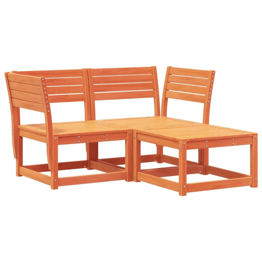 vidaXL 3 Piece Garden Sofa Set Solid Wood Pine by vidaXL