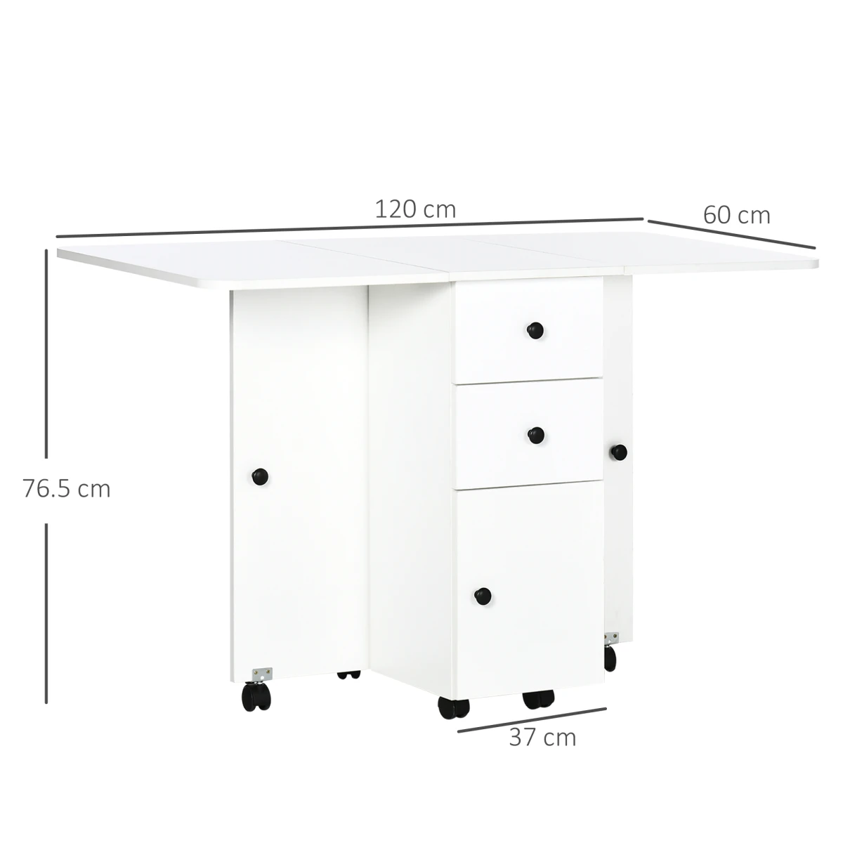 HOMCOM Folding Dining Table Drop Leaf With Storage Drawers by HOMCOM