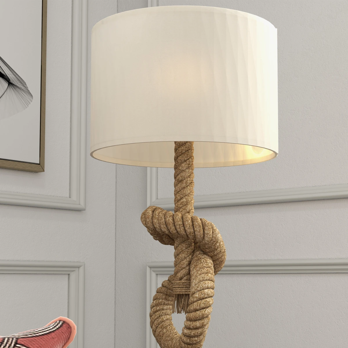 HOMCOM HOMCOM LED Nautical Table Lamp Rope Base USB Port - Lamp