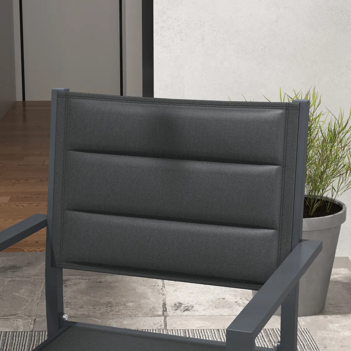 Outsunny Outsunny 2 PCs Dining Chairs, Stackable Design Aluminium Outdoor Armchairs Grey - Garden Chairs
