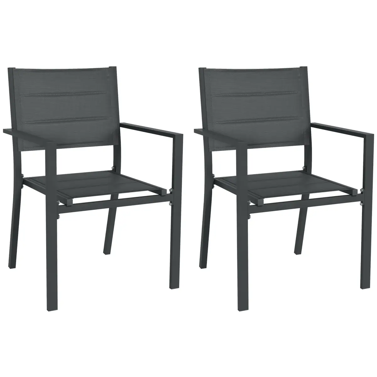 Outsunny Outsunny 2 PCs Dining Chairs, Stackable Design Aluminium Outdoor Armchairs Grey - Garden Chairs