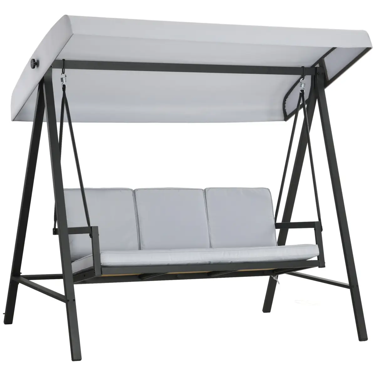 Outsunny Outsunny 3 Seater Garden Swing Chair with Adjustable Canopy and Cushions, Beige - Hammocks
