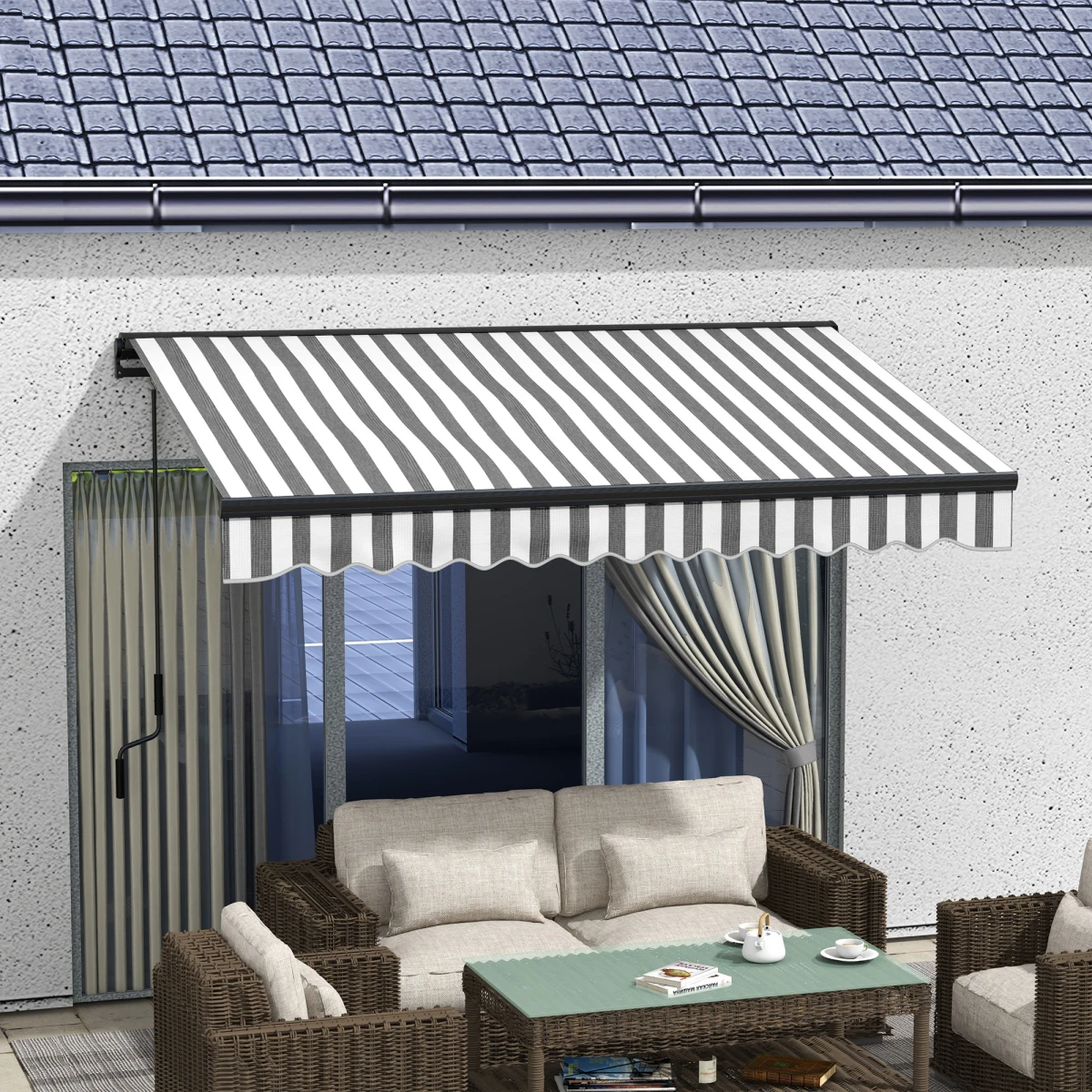Outsunny Retractable Awning 3x2m Remote Patio by Outsunny