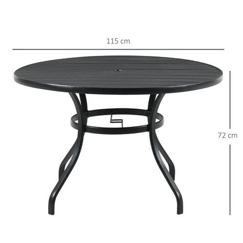 Outsunny Outsunny Round Garden Table 115 x 72H cm with Parasol Hole for Outdoor Dining Groups - Garden Table