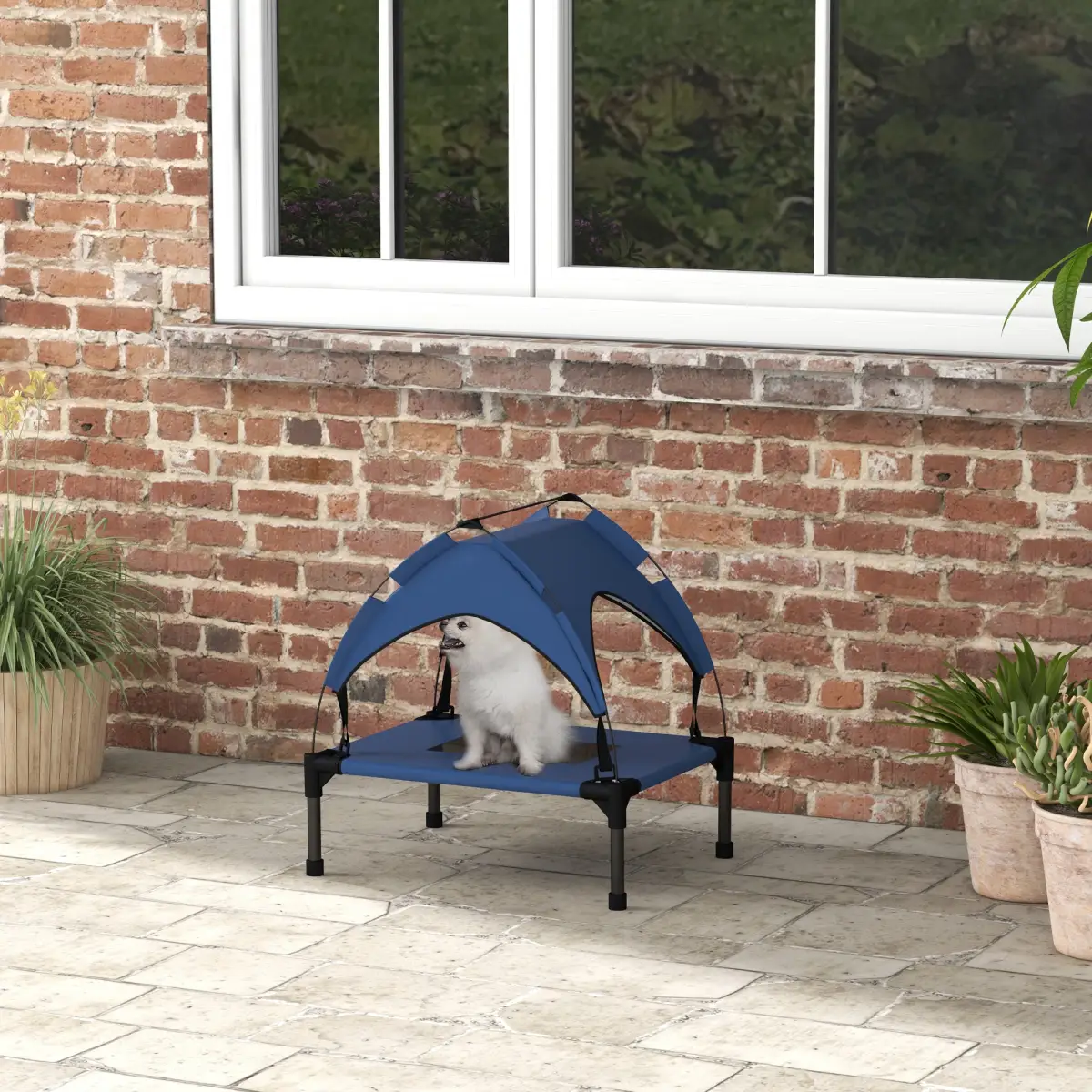 PawHut PawHut Cooling Raised Dog Bed w/ Breathable Mesh, for Mini, S Dogs - Dark Blue - Dog Beds