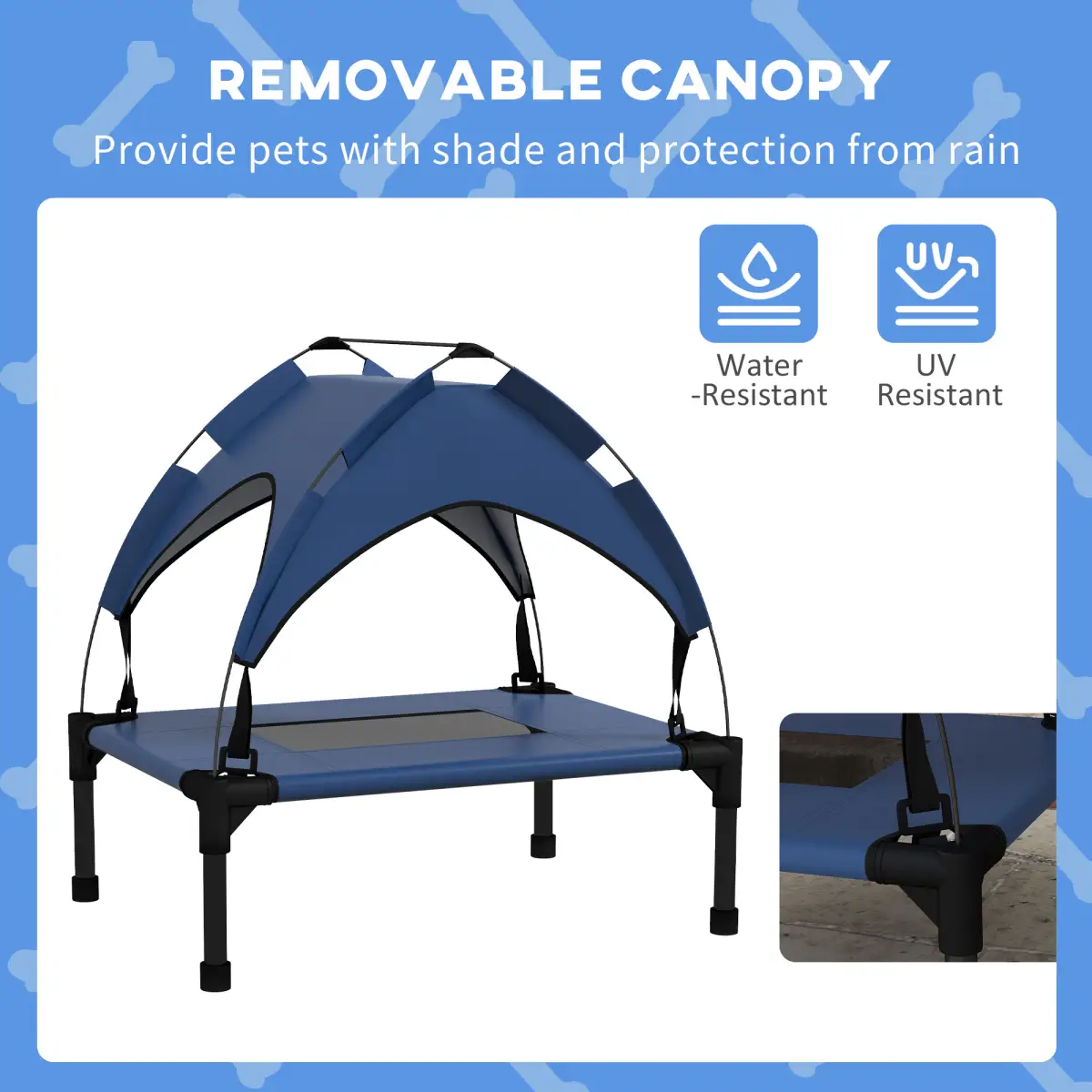 PawHut PawHut Cooling Raised Dog Bed w/ Breathable Mesh, for Mini, S Dogs - Dark Blue - Dog Beds