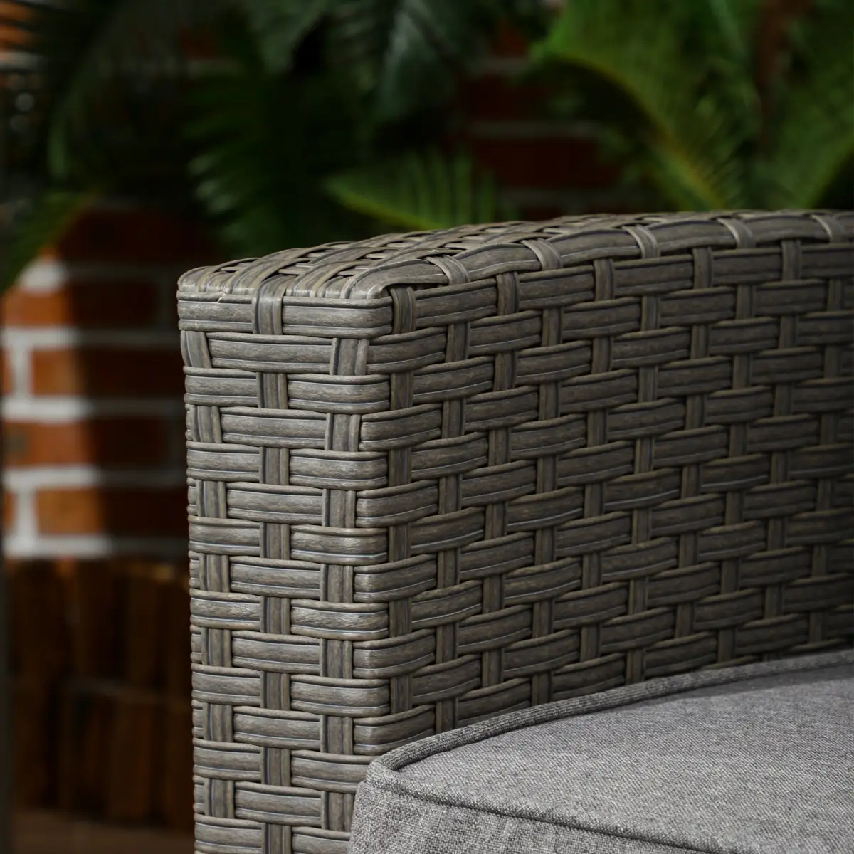 Outsunny Outsunny 4 Piece Rattan Garden Furniture Set with Sofa, Glass Table, Light Grey - Garden Set