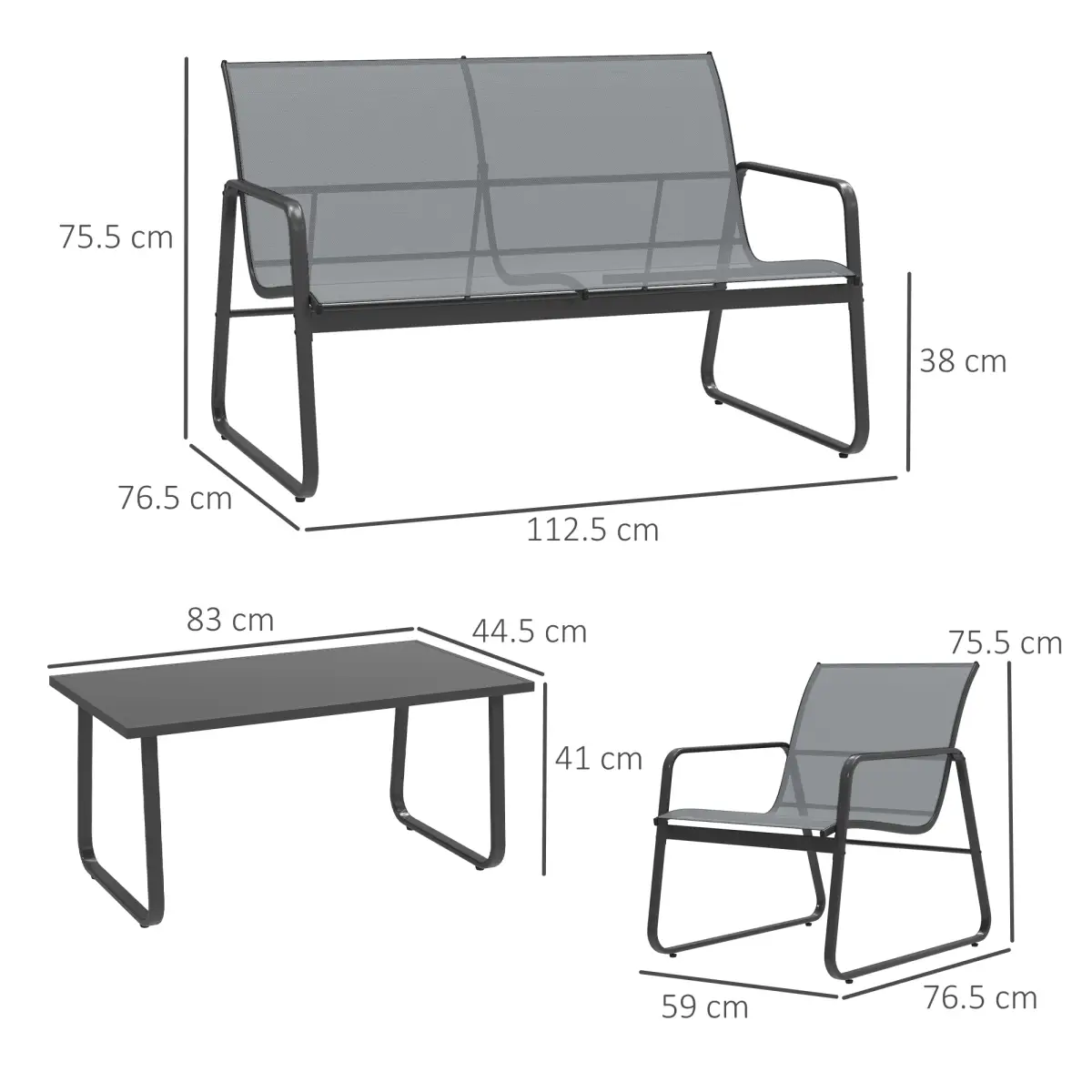 Outsunny Outsunny 4 Piece Garden Furniture Set Patio Sofa Set w/ Chairs, Glass Top Table - Garden Set