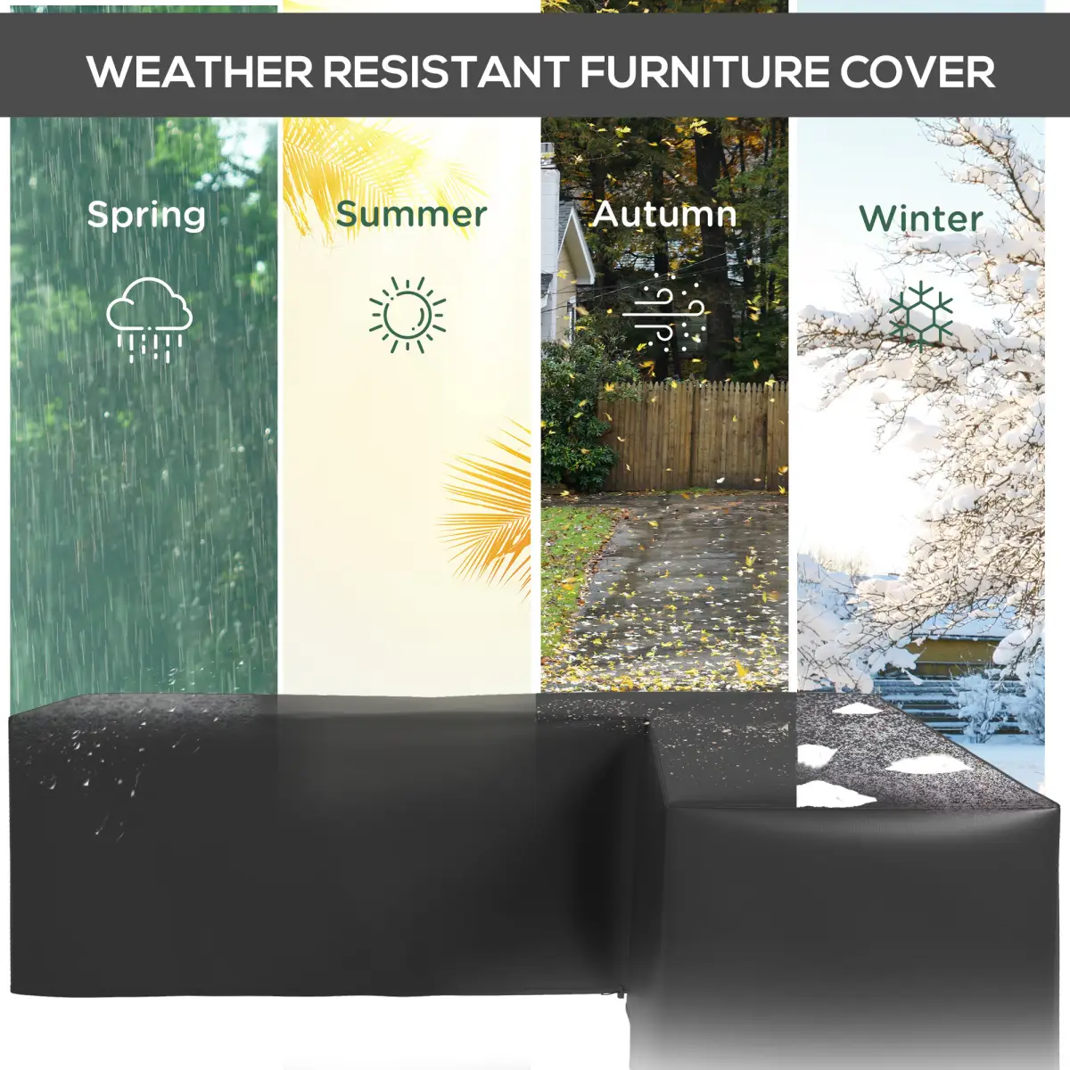 Outsunny Outsunny L-Shaped Rattan Corner Sofa Cover Waterproof Oxford Fabric 250x250x79cm - Cover