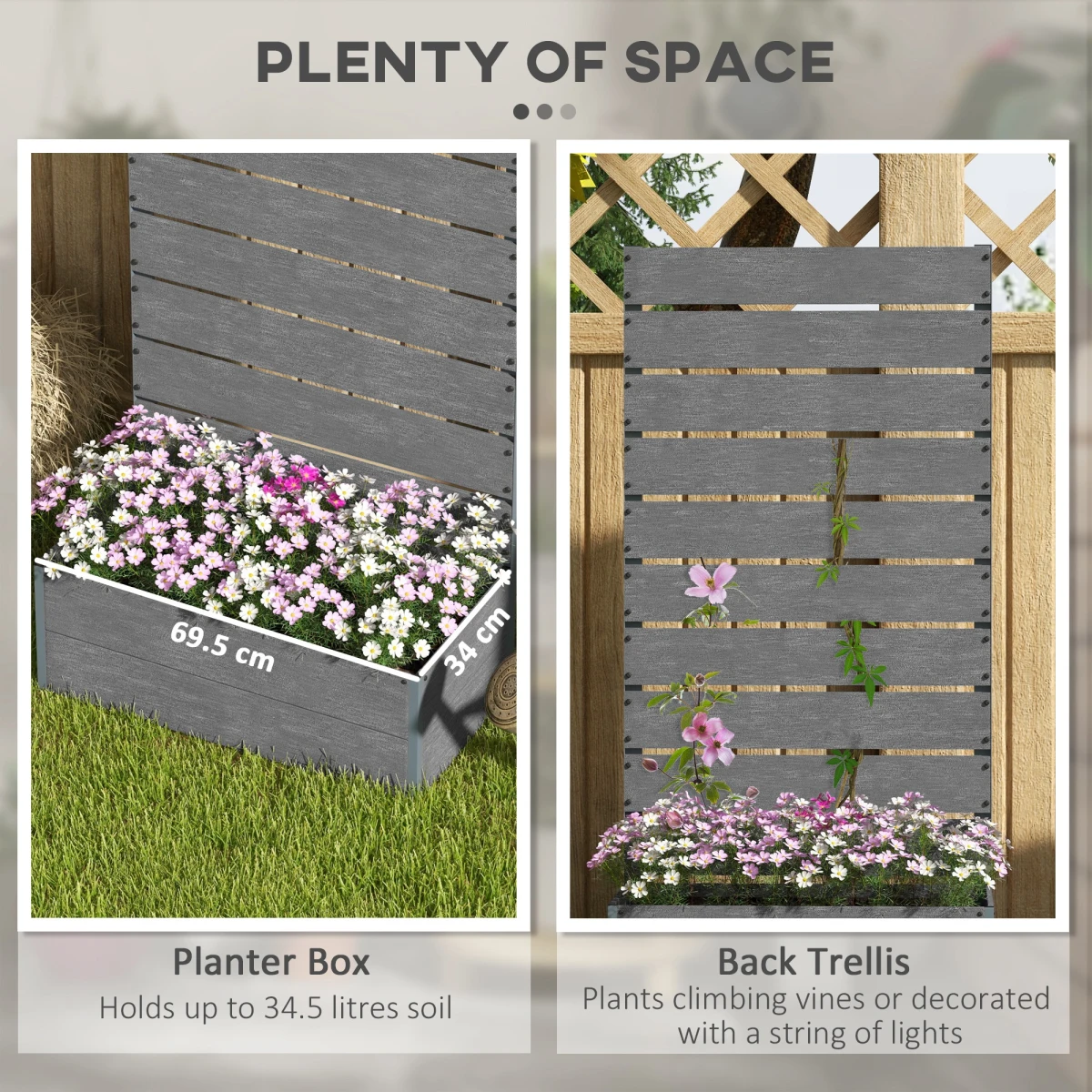 Outsunny Raised Garden Bed 90cm with Trellis Drainage Home by Outsunny