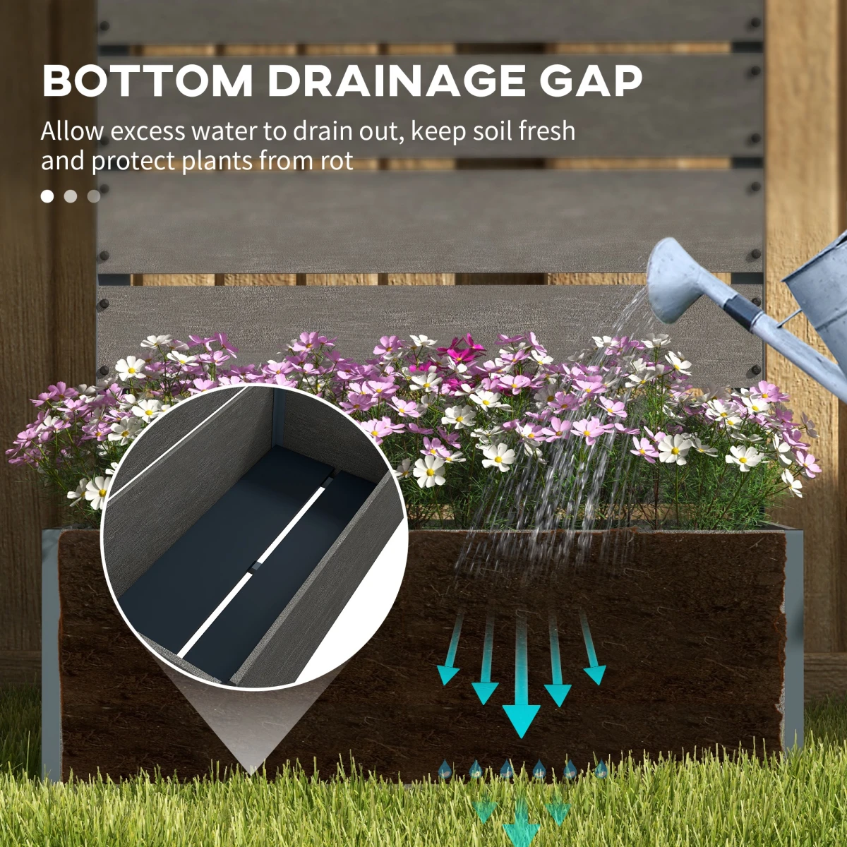 Outsunny Raised Garden Bed 90cm with Trellis Drainage Home by Outsunny