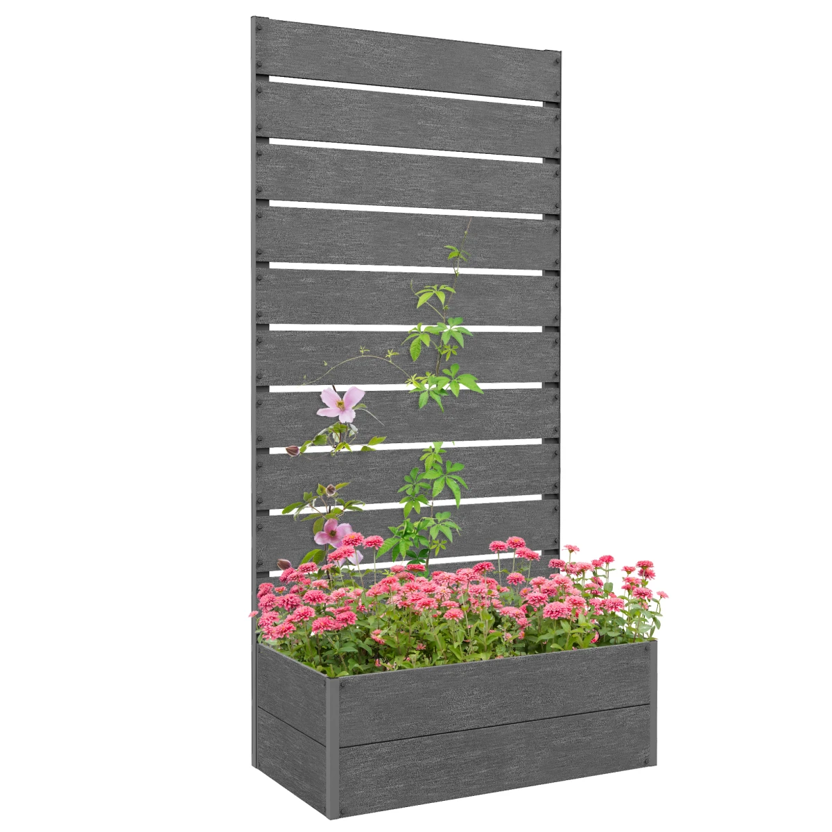 Outsunny Raised Garden Bed 90cm with Trellis Drainage Home by Outsunny