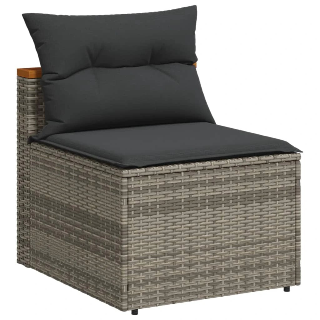 vidaXL 5 Piece Garden Sofa Set with Cushions Black Poly Rattan Acacia by vidaXL