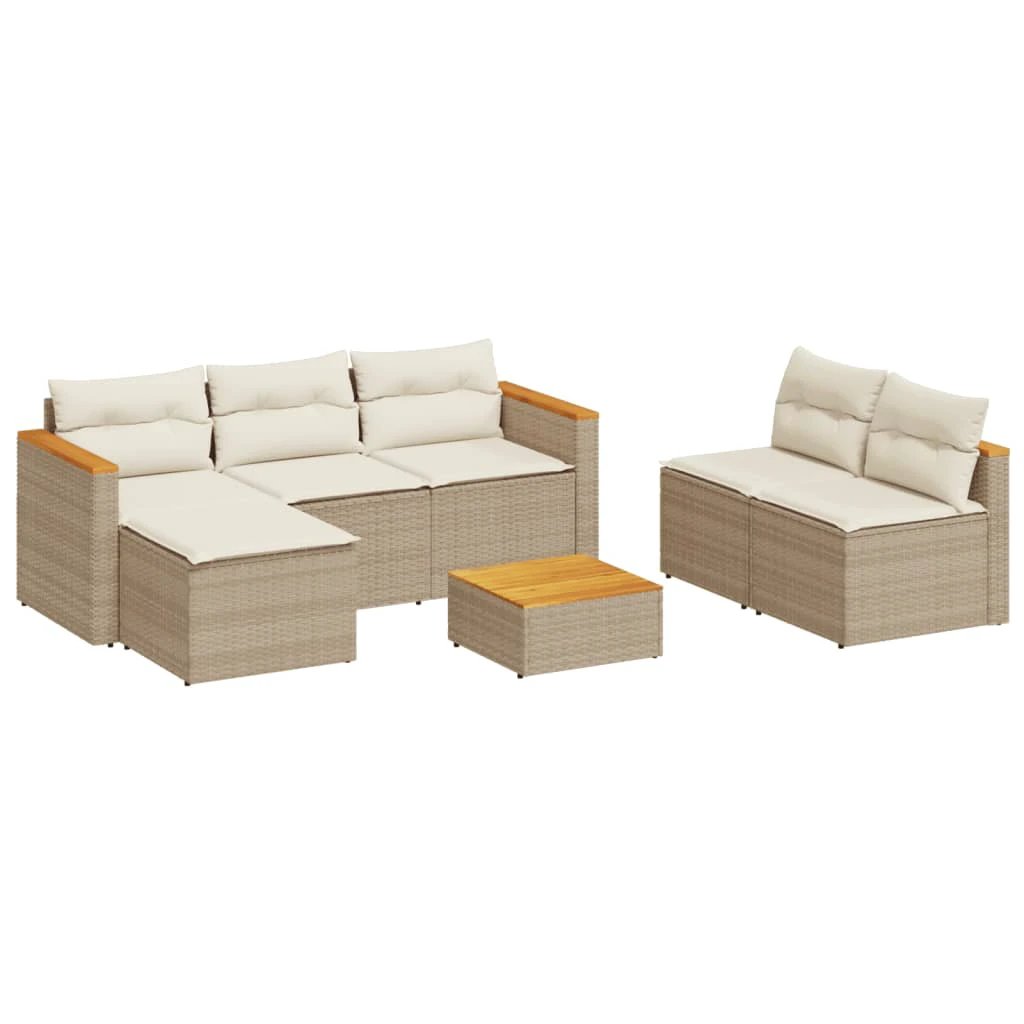vidaXL vidaXL 5 Piece Garden Sofa Set with Cushions Black Poly Rattan Acacia - Garden Sofa Sets