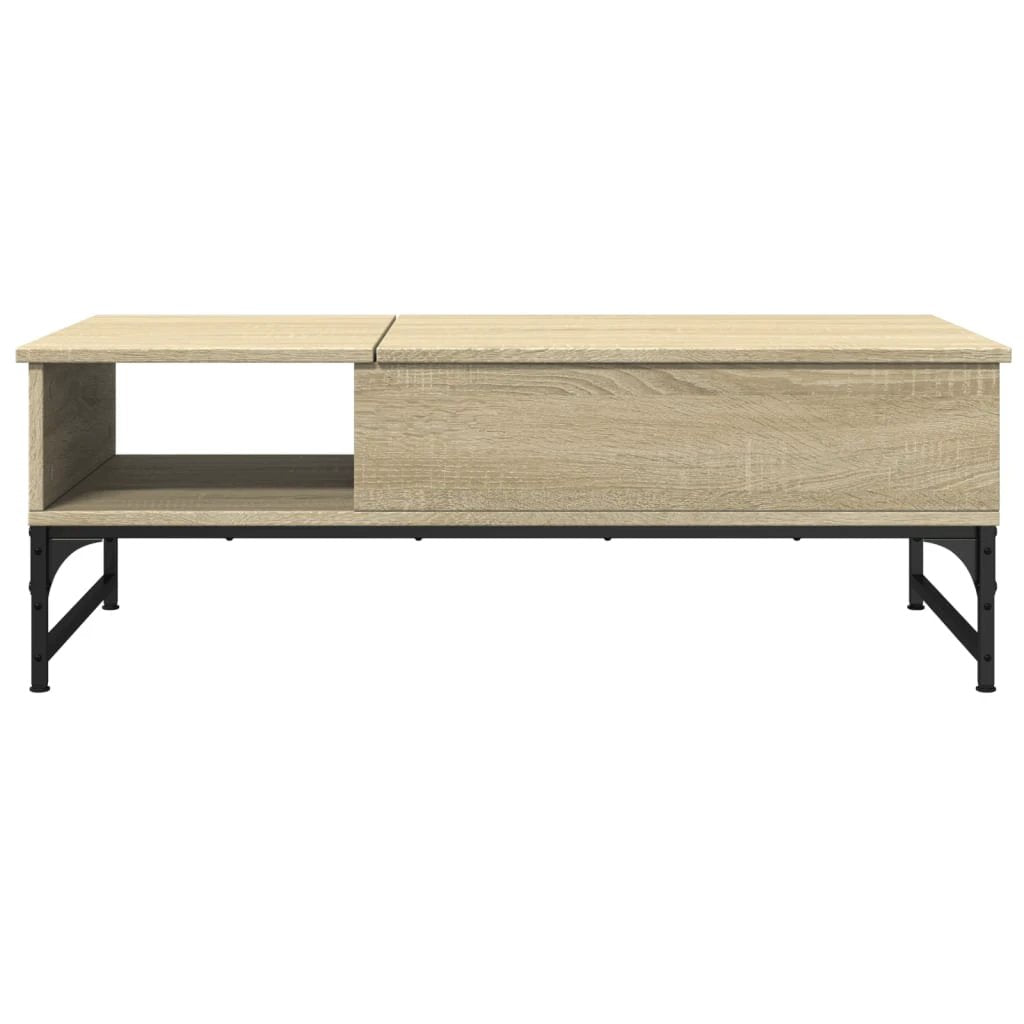 vidaXL VidaXL Sonoma Oak Coffee Table 100x50x35 cm Engineered Wood And Metal Open Storage Shelf For Living Room - Coffee Table